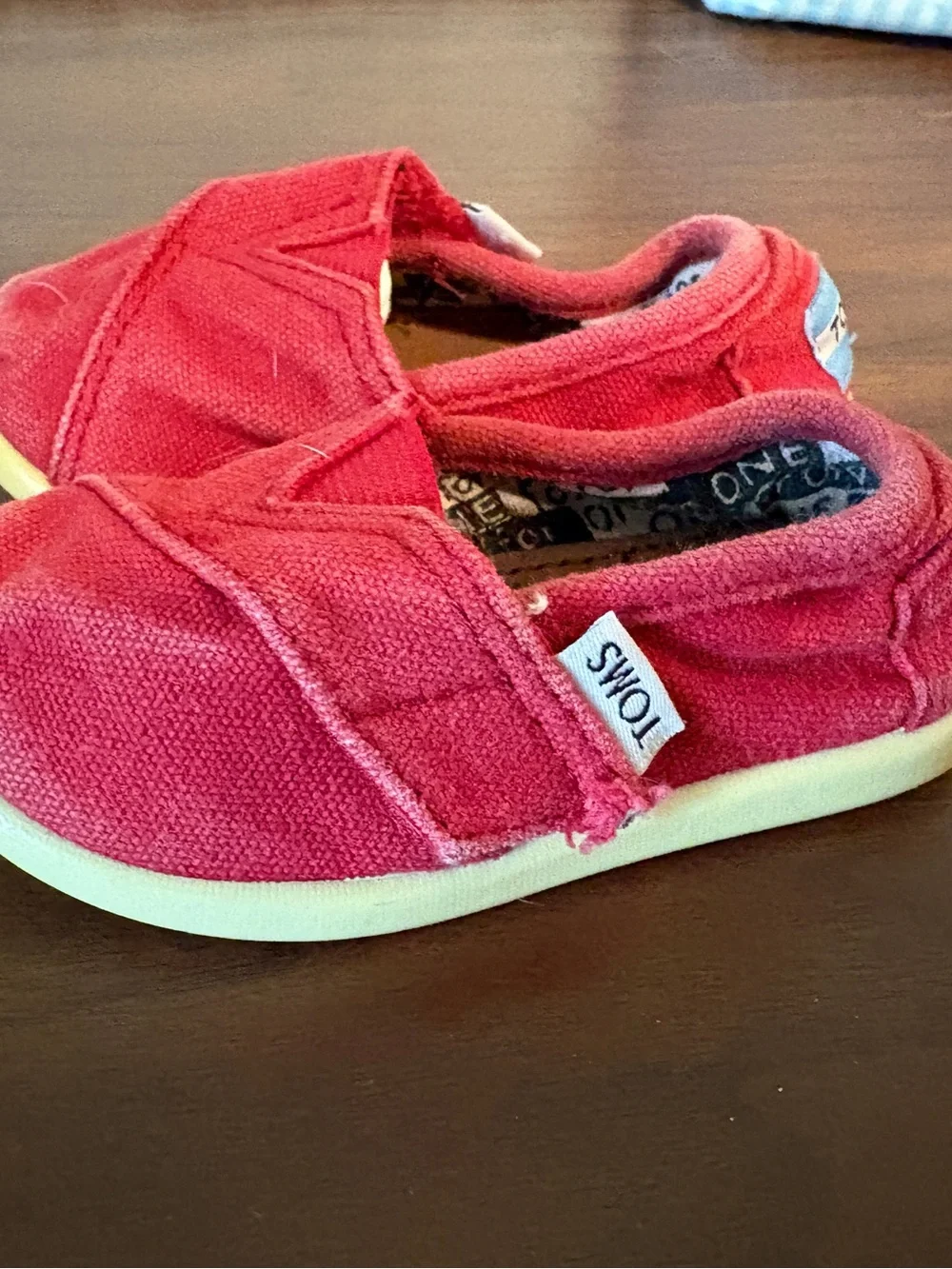Toms Kids Slip-On Shoes Red Canvas